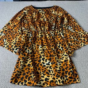 W118 By Walter Baker Womens Dress Size Medium Orange Leopard Print Flared Sleeve